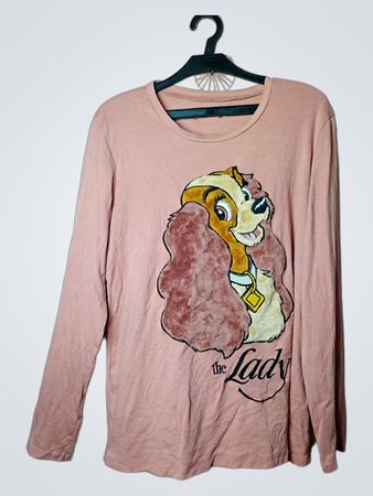 Rosa Langarm-T-Shirt mit Motiv von Lady and the Tramp