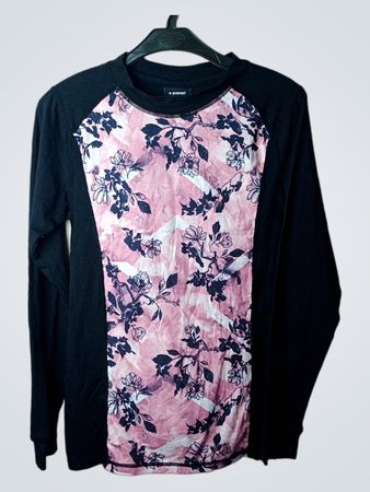 Everest Black Langarm-T-Shirt mit floralem Druck