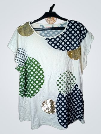 Sass & Bide Damen Weißes T-Shirt mit Paillettenmuster