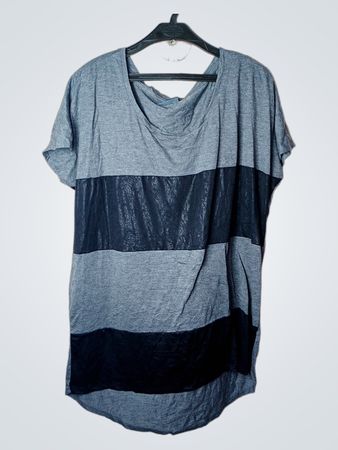 Janina Damen T-Shirt in Grau und Schwarz mit Streifen