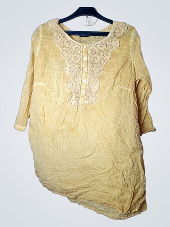 Melange Gelbe Spitzentunika mit Neckline