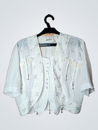 Royal Fashion White bestickte Jacke