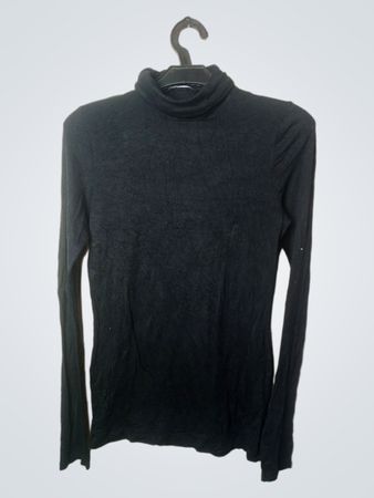 Tezenis Schwarzes Langarm-Rollkragen-Oberteil