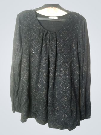 IMAGINI Damen schwarzes glitzerndes Langarmoberteil
