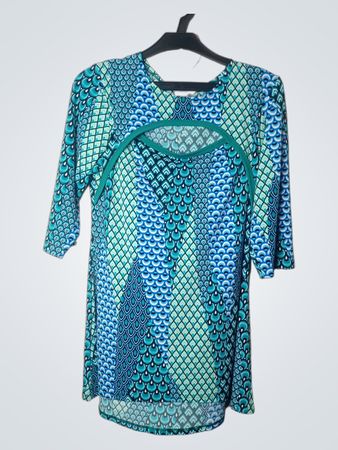 Vivienne Francine Blue Geometric Print Dress