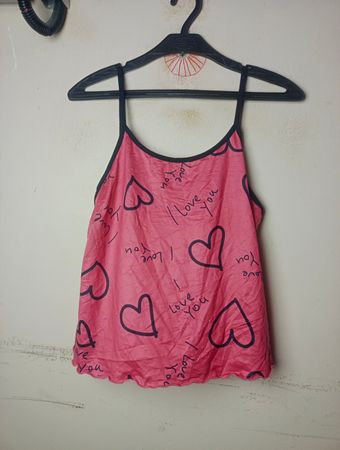 Rosa Camisole mit Herz- und „I Love You“-Aufdruck