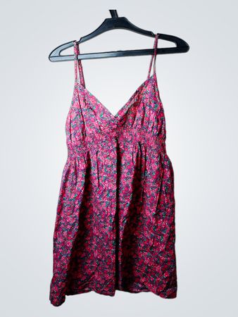 Floral Print gerafftes Trägerkleid mit Spaghettiträgern