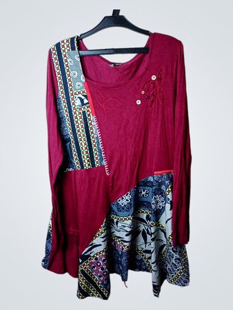 Regenbogen Langarm-Patchwork-Tunika