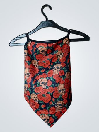 Bandana-Oberteil mit Totenkopf- und Rosenmuster