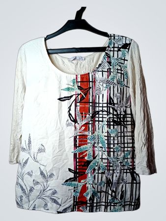 Julie Guerlande Weißes Oberteil mit Blumenmuster und langen Ärmeln
