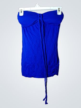 Blaues trägerloses Tube-Top mit Kordelzug