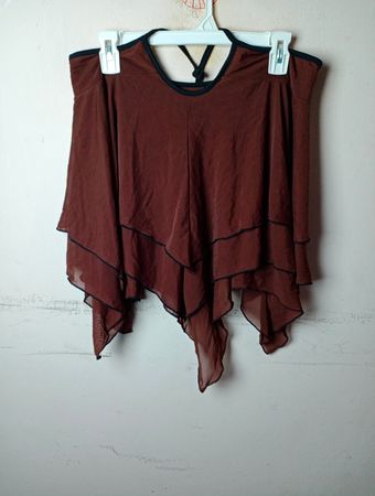 Brauner transparenter Lagenrock mit schwarzem Besatz