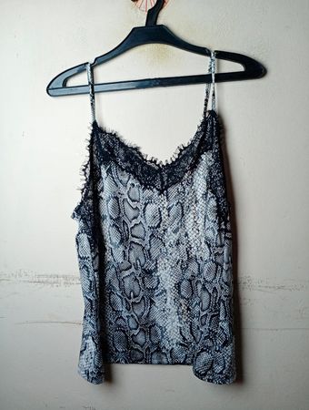 Damen-Cami-Oberteil mit Schlangenmuster und Spitzenbesatz