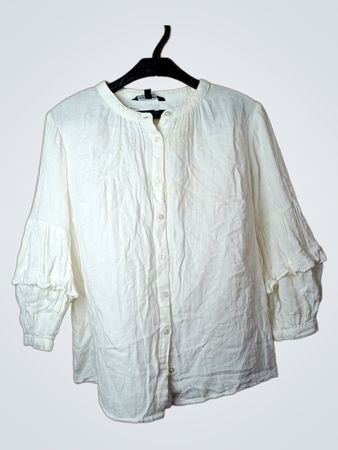KappAhl White Leinenmischung Hemd mit Knöpfen