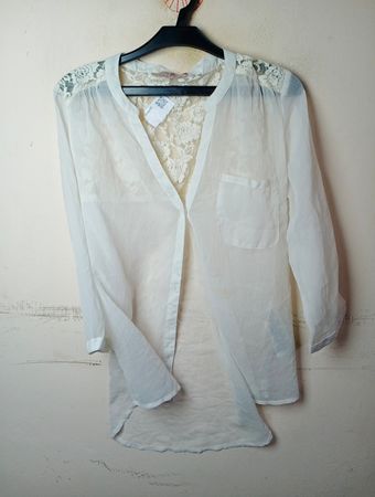 Cache Cache White Lace Back Blouse
