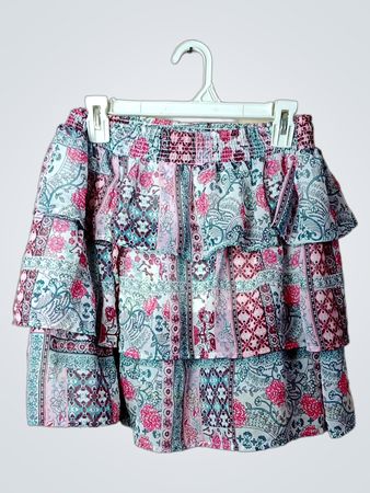 Stufiger Volantrock mit Blumen-Patchwork-Print