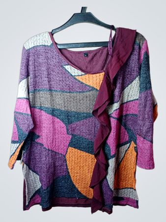 Damen-Oberteil mit abstraktem Print und Rüschen