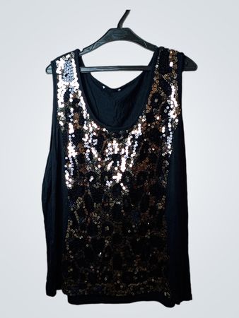 Schwarzes ärmelloses Pailletten-Top