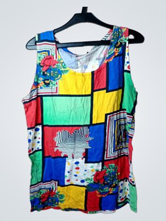 Ärmelloses Tanktop mit geometrischem und floralem Muster