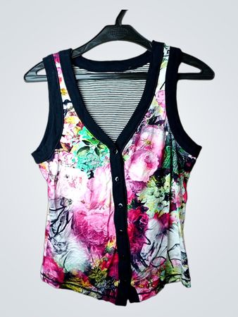 Ärmelloses Hemd mit Knopfleiste und Blumenmuster