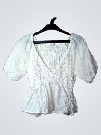 GLASSONS Weißes gerafftes Peplum-Top