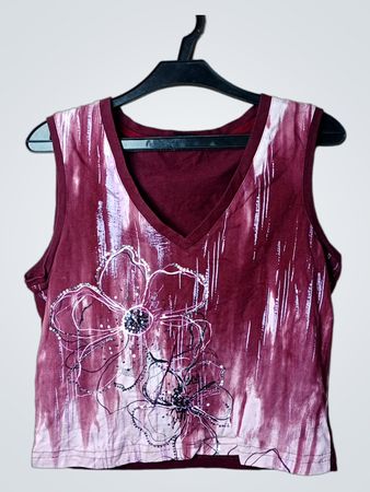 One-Touch-Ärmelloses V-Ausschnitt-Top mit Blumenmuster