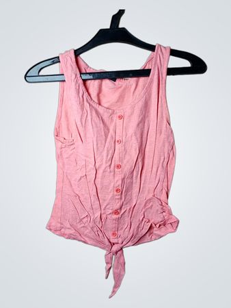 Blind Date Lässiges rosa Tanktop mit Knopfleiste und Knoten-Saum