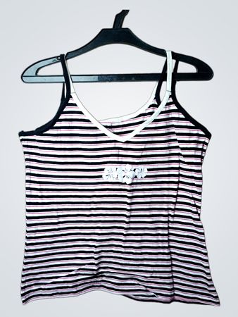 Gestreiftes Tanktop mit Blumenapplikation