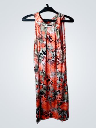 Orange ärmelloses Kleid mit Animalprint