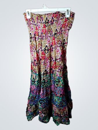 Peace Love Floral gerafftes trägerloses Maxikleid