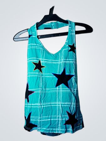 Deluxe Pussy Teal Plaid Stern Tanktop