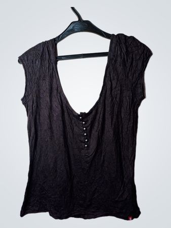 edc by esprit Damen Top in Braun mit Struktur und U-Boot-Ausschnitt