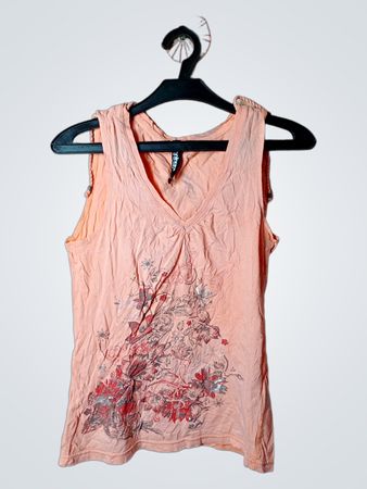 Colours of the World Damen-Top mit orangefarbenem Blumenmuster