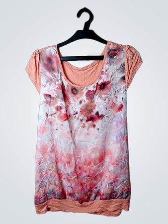 Damen-T-Shirt mit Pfirsich-Blumenmuster
