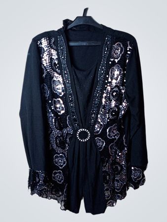 TOPL FASHION Schwarzer Strickcardigan mit Paillettenverzierung