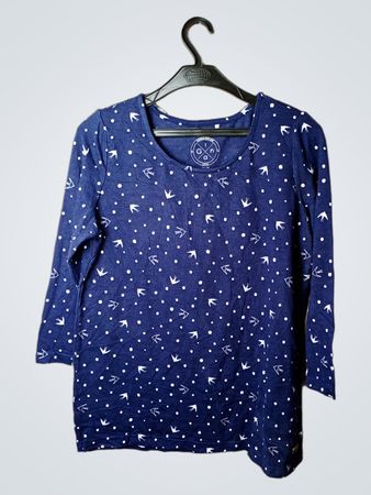 Gin Women's Blue Bird Print Top