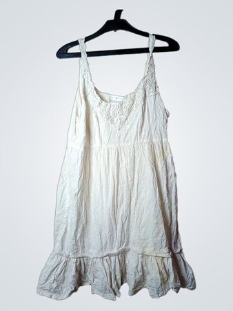 Cache Cache White Lace Trim Ruffle Dress