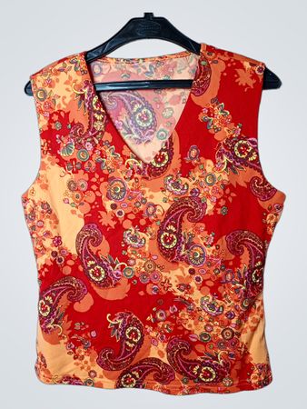 Ärmelloses V-Ausschnitt-Top mit Paisley-Muster