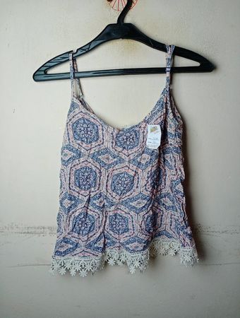 Koton Damen-Top mit Print und Spitzenbesatz