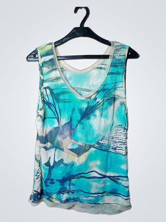 Blau-grüner abstrakter Print-Tanktop
