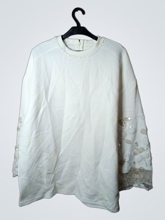 Moschino White Sweatshirt mit Paillettenverzierung