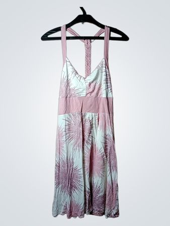Beach Time Maxikleid mit pink-weißem Blumenmuster und geflochtenen Trägern