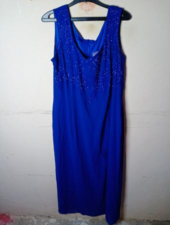 Chiffon blau besticktes Kleid