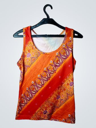 PAT TOOPAT Orange Paisley Print Tanktop