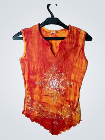 Orangenes ärmelloses Top mit Print
