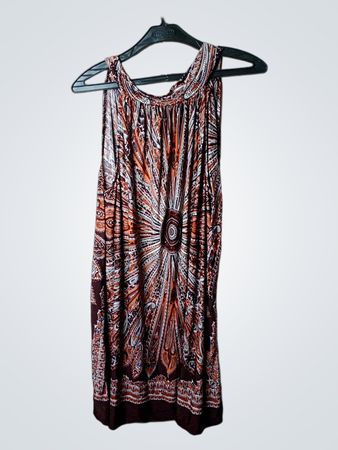 Ärmelloses Maxikleid mit Boho-Print