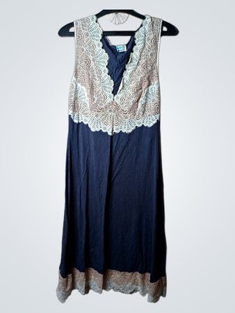 UTE NOS Patogu kasalien marineblaues Spitzenkleid mit Besatz