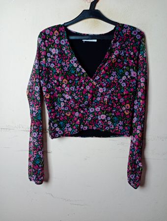 ZUIKI Blumenmuster Wickeloberteil mit langen Ärmeln