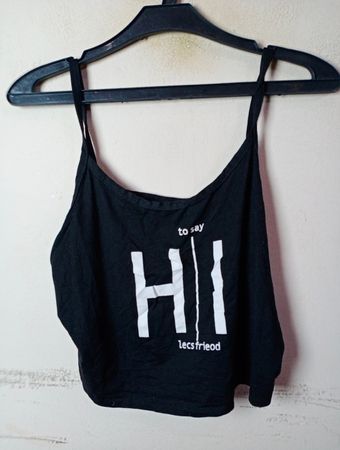 Black Crop Top with HI graphic
