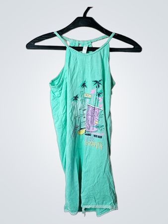 Turquoise Tank Top with Beach Graphic